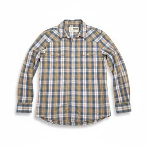 Urban Pipeline Men's Casual Plaid Shirt - Blue and Tan